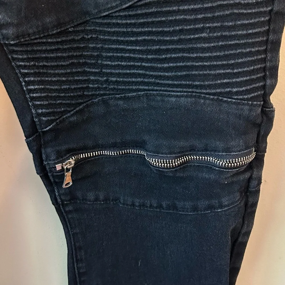 Argonaut Nation Mens Black Moto Zippers Denim Jeans Biker 42x32 Slim‎ Straight